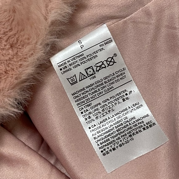 BANANA REPUBLIC Plush Fuzzy Pink Pocket Sweater Sz S - Picture 5 of 6